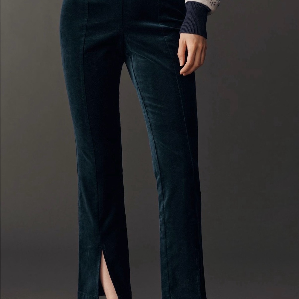 Maeve Velvet Boot‑Cut Pants in Deep Teal